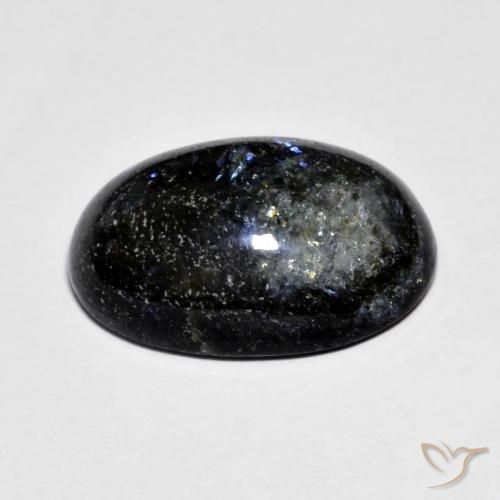 Nuummite Preto com brilho azul Natural 11.12ct, oval, Opaco