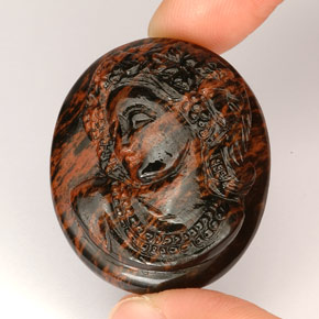 Obsidiana marrom natural 47,85ct, forma extravagante, opaco