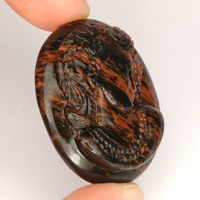 Obsidiana marrom natural 47,85ct, forma extravagante, opaco