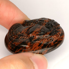 Obsidiana marrom natural 47,85ct, forma extravagante, opaco