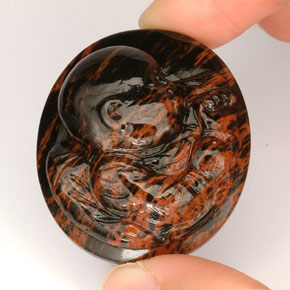 Obsidiana marrom natural 66,88ct, forma extravagante, opaco