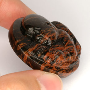 Obsidiana marrom natural 66,88ct, forma extravagante, opaco