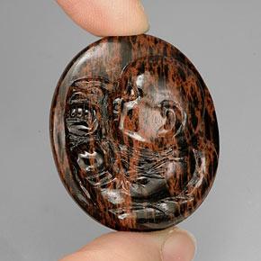 Obsidiana marrom natural 66,17ct, corte oval, opaco