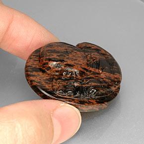 Obsidiana marrom natural 66,17ct, corte oval, opaco