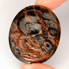 Obsidiana marrom natural 55,23ct, forma extravagante, opaco
