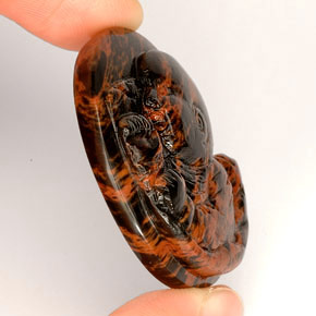 Obsidiana marrom natural 55,23ct, forma extravagante, opaco