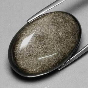 Obsidiana Brilho Dourado Natural 35.47ct, Corte Oval, Opaco