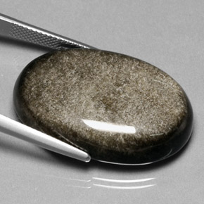 Obsidiana Brilho Dourado Natural 35.47ct, Corte Oval, Opaco