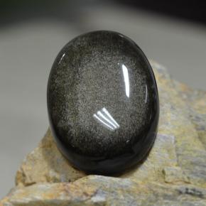 Obsidiana preto natural 31,38ct, corte oval, opaco