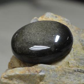 Obsidiana preto natural 31,38ct, corte oval, opaco