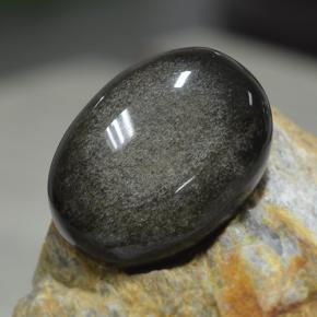 Obsidiana preto natural 31,38ct, corte oval, opaco