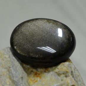 Obsidiana preto natural 30,72ct, corte oval, opaco