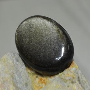 Obsidiana preto natural 30,72ct, corte oval, opaco