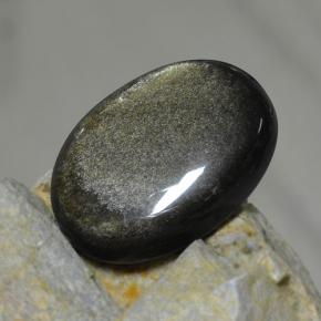 Obsidiana preto natural 30,72ct, corte oval, opaco