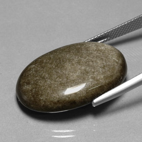 Obsidiana amarelo natural 24,01ct, corte oval, opaco