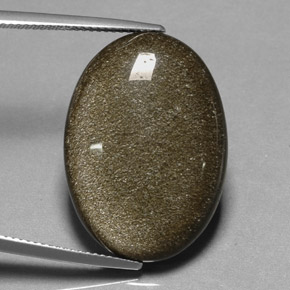 Obsidiana Brilho Dourado Natural 18.91ct, Corte Oval, Opaco