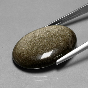 Obsidiana Brilho Dourado Natural 18.91ct, Corte Oval, Opaco