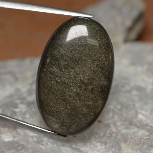Obsidiana preto natural 26,24ct, corte oval, opaco