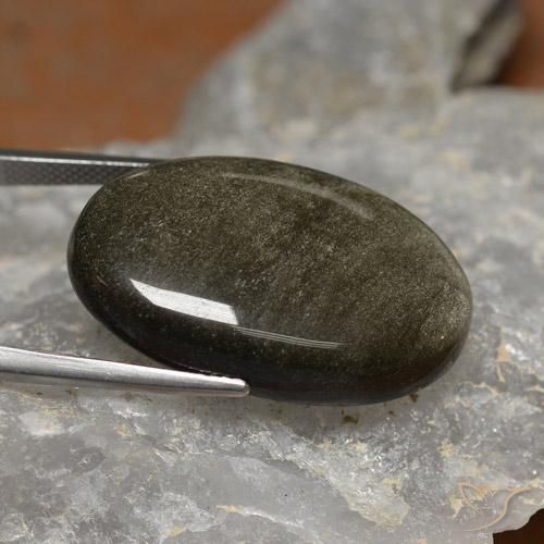 Obsidiana preto natural 26,24ct, corte oval, opaco