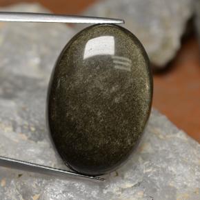 Obsidiana preto natural 26,69ct, corte oval, opaco