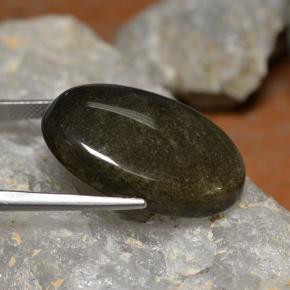 Obsidiana preto natural 26,69ct, corte oval, opaco