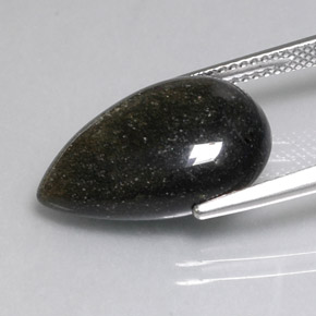 Obsidiana amarelo natural 8,26ct, formato de pêra, opaco