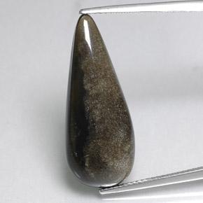 Obsidiana Ouro Brilho Preto Natural 11.16ct, Formato de pêra, Opaco