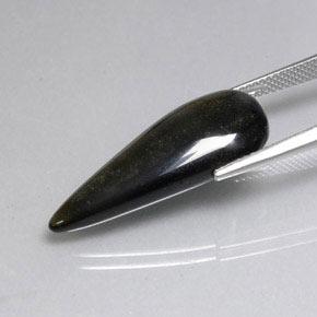 Obsidiana Ouro Brilho Preto Natural 11.16ct, Formato de pêra, Opaco