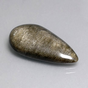 Obsidiana amarelo natural 12,96ct, formato de pêra, opaco