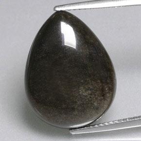 Obsidiana preto natural 8,74ct, formato de pêra, opaco