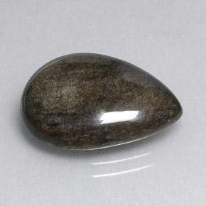 Obsidiana preto natural 8,74ct, formato de pêra, opaco