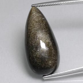 Obsidiana preto natural 12,11ct, formato de pêra, opaco