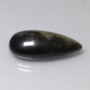 Obsidiana preto natural 12,11ct, formato de pêra, opaco
