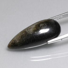 Obsidiana preto natural 12,11ct, formato de pêra, opaco