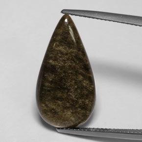 Obsidiana amarelo natural 7,72ct, formato de pêra, opaco