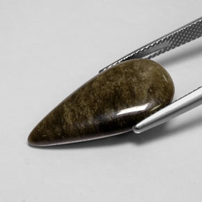 Obsidiana amarelo natural 7,72ct, formato de pêra, opaco