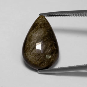 Obsidiana Brilho Dourado Natural 7.12ct, Formato de pêra, Opaco