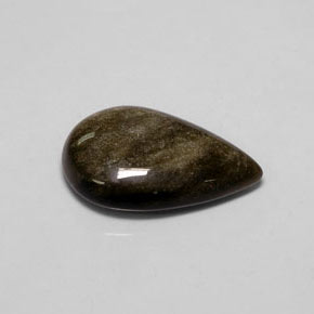 Obsidiana Brilho Dourado Natural 7.12ct, Formato de pêra, Opaco