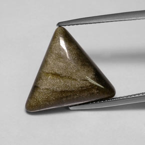Obsidiana amarelo natural 8,68ct, trillion, opaco