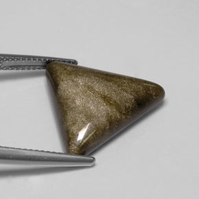 Obsidiana amarelo natural 8,68ct, trillion, opaco