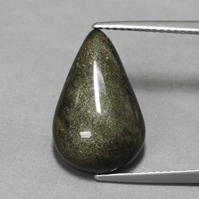 Obsidiana amarelo natural 6,97ct, formato de pêra, opaco