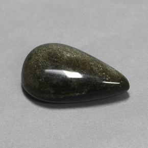 Obsidiana amarelo natural 6,97ct, formato de pêra, opaco