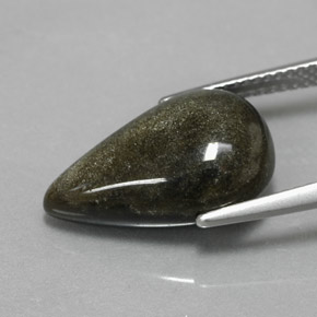 Obsidiana amarelo natural 6,97ct, formato de pêra, opaco