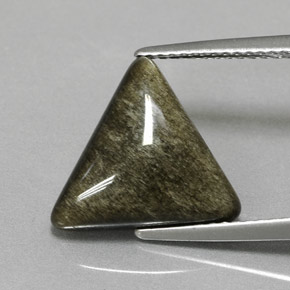 Obsidiana amarelo natural 4,05ct, trillion, opaco