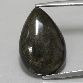 Obsidiana preto natural 10,85ct, formato de pêra, opaco