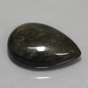 Obsidiana preto natural 10,85ct, formato de pêra, opaco