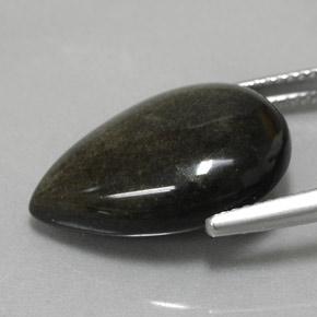 Obsidiana preto natural 10,85ct, formato de pêra, opaco