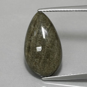 Obsidiana ouro natural 6,42ct, formato de pêra, opaco