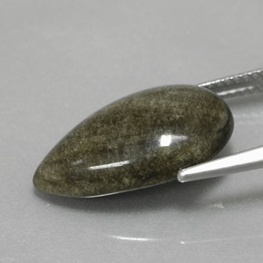 Obsidiana ouro natural 6,42ct, formato de pêra, opaco