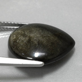 Obsidiana amarelo natural 8,58ct, formato de pêra, opaco